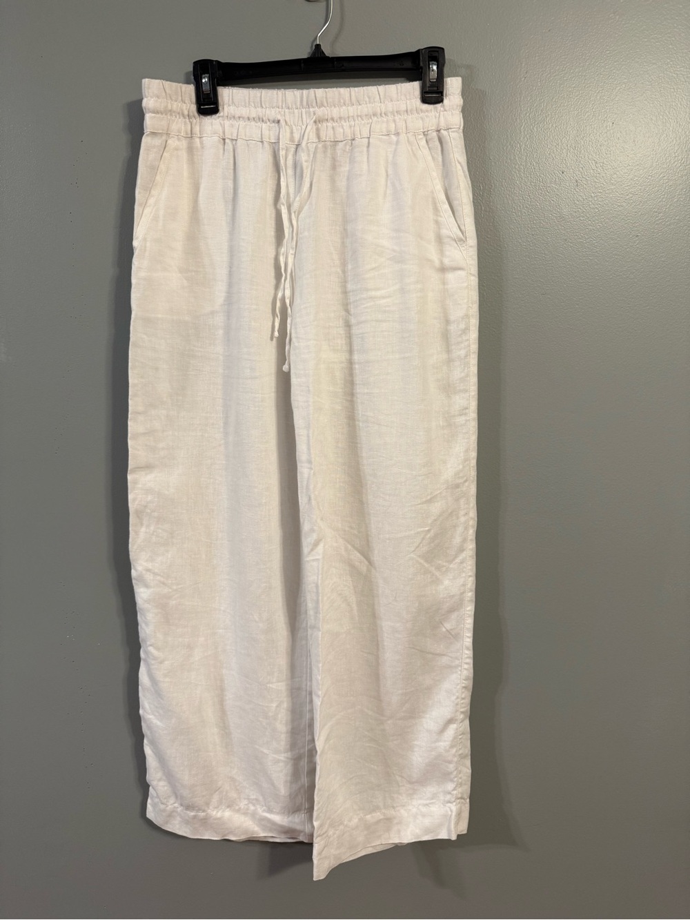 Tommy Bahama White 100% Linen Drawstring Pull-On Wide Leg Pants Size Small